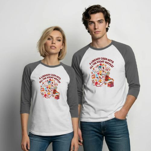 A Library Card Hits All the Right Notes - Unisex Baseball T-Shirt