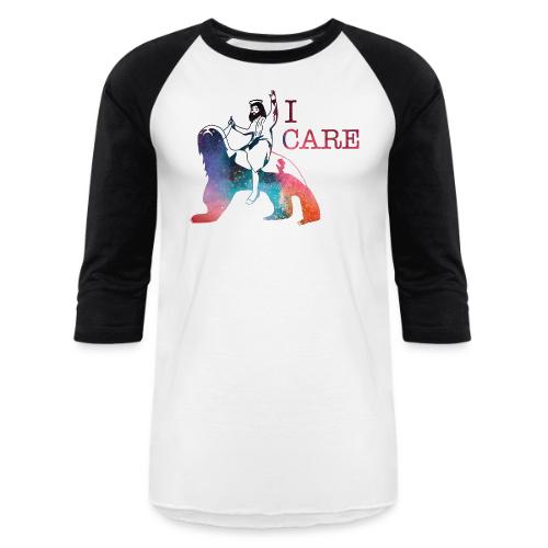Jesus Cares Galaxy - Unisex Baseball T-Shirt