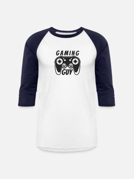 Skull gamer with joystick - Unisex Baseball T-Shirt - white/navy