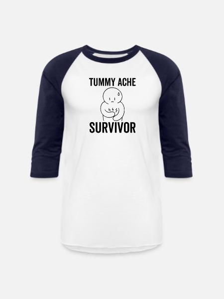 Tummy Ache Survivor - Unisex Baseball T-Shirt - white/navy