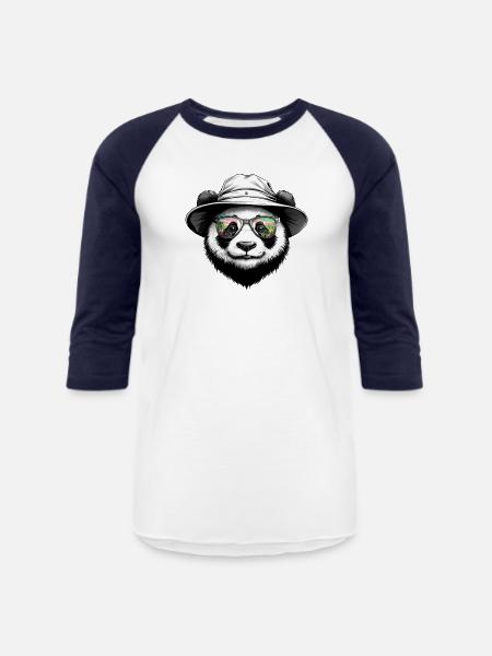 Panda Bucket Hat - Unisex Baseball T-Shirt - white/navy