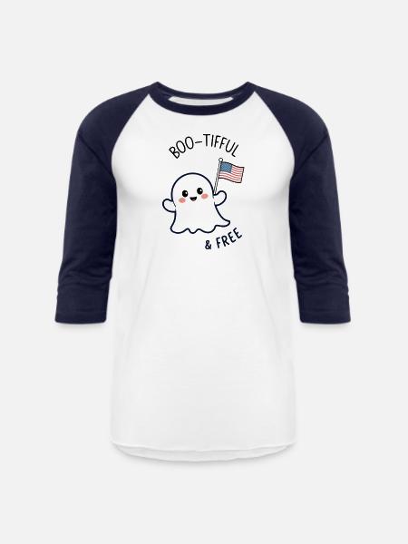 Ghost - 4th of july - Unisex Baseball T-Shirt - white/navy