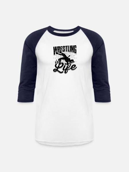 Wrestling is life - Wrestling - Unisex Baseball T-Shirt - white/navy