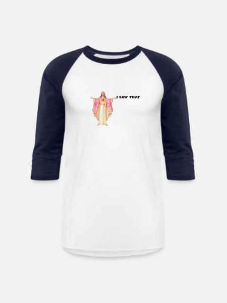 jesus I saw that - Unisex Baseball T-Shirt - white/navy