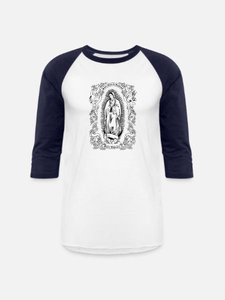 Notre-Dame de Guadalupe Vierge Marie Christian Gift - T-shirt de baseball unisexe - blanc/marine