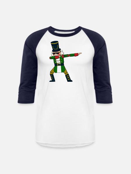 Christmas Soldier Dabbing Nutcracker - Unisex Baseball T-Shirt - white/navy