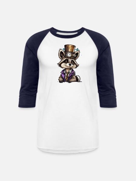 Well-dressed raccoon - Unisex Baseball T-Shirt - white/navy