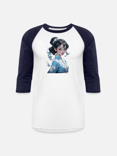 Default beautiful girl old - Unisex Baseball T-Shirt - white/navy