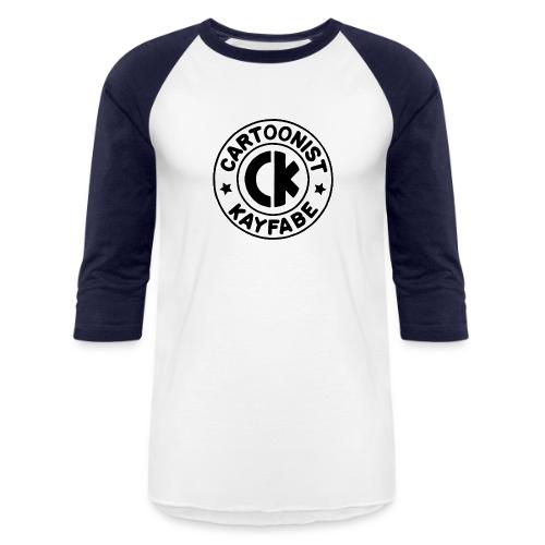 Cartoonist Kayfabe EC logo Black letters on White - Unisex Baseball T-Shirt