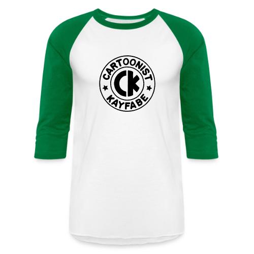 Cartoonist Kayfabe EC logo Black letters on White - Unisex Baseball T-Shirt