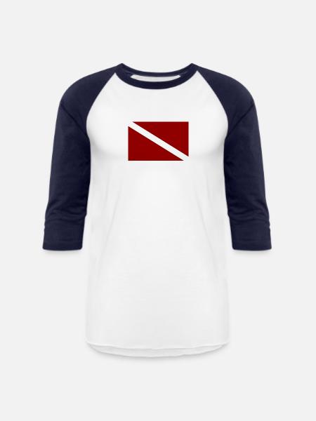scuba flag - Unisex Baseball T-Shirt - white/navy