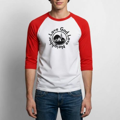 BW Love God Love Neighbor Emblem - Unisex Baseball T-Shirt