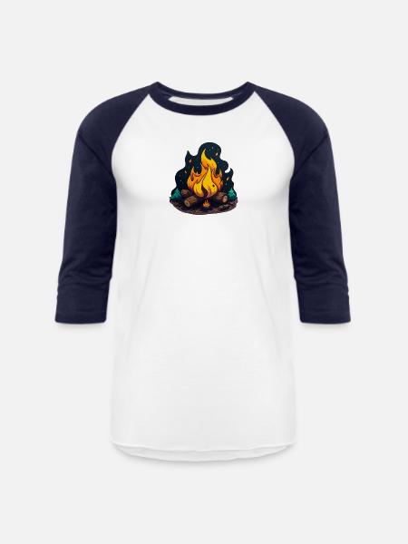 Firepit bonfire - Unisex Baseball T-Shirt - white/navy