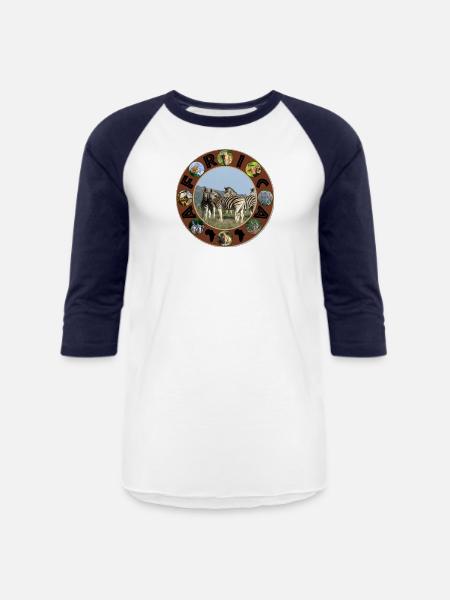 blue sky zebra africa circle - Unisex Baseball T-Shirt - white/navy