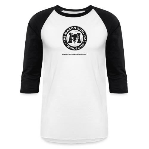 MasonSurvival Protocol Black Text - Unisex Baseball T-Shirt
