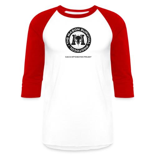 MasonSurvival Protocol Black Text - Unisex Baseball T-Shirt