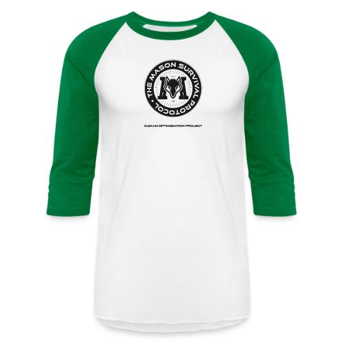 MasonSurvival Protocol Black Text - Unisex Baseball T-Shirt