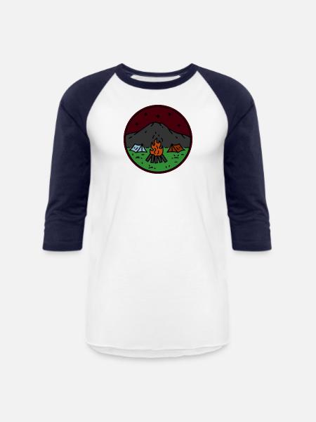 Night Bonfire - Unisex Baseball T-Shirt - white/navy