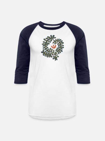 Figurative Plant Print - Unisex Baseball T-Shirt - white/navy