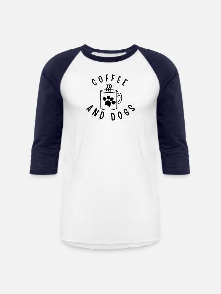 COFFEE AND DOGS - Unisex Baseball T-Shirt - white/navy