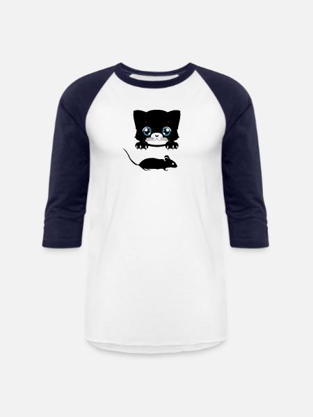 Cat Mouse - Unisex Baseball T-Shirt - white/navy