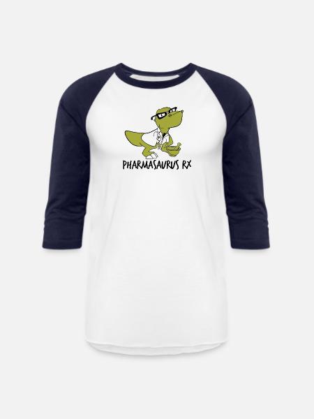 Pharmasaurus Rx Pharmacy Gift - Unisex Baseball T-Shirt - white/navy