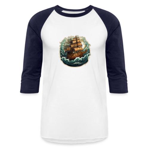 The journey of the Vikings on a stormy ocean - Unisex Baseball T-Shirt