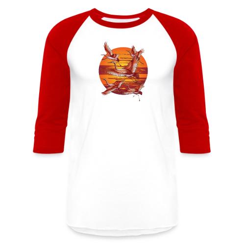 Japanese Cranes Migrating: Travel & Journey - Unisex Baseball T-Shirt