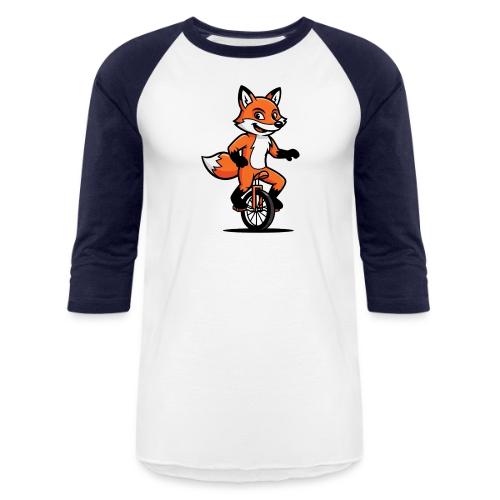 Unicycle Fox Cartoon - Unisex Baseball T-Shirt