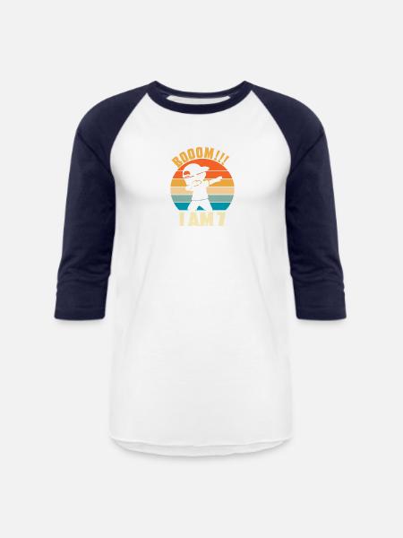 BOOOM I AM 7 - Unisex Baseball T-Shirt - white/navy
