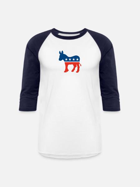 Democrat Logo - Unisex Baseball T-Shirt - white/navy