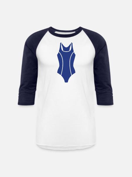 Swim Suit - Unisex Baseball T-Shirt - white/navy