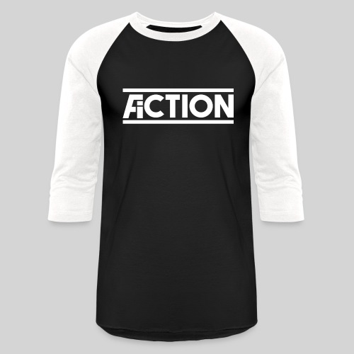 Action Fiction Logo (White) - Unisex Baseball T-Shirt