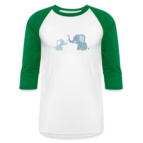 Father and Baby Son Elephant - Unisex Baseball T-Shirt