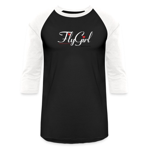 FlyGirlTextWhite W Black png - Unisex Baseball T-Shirt