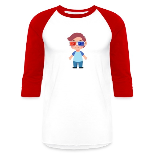 Boy with eye 3D glasses - Unisex Baseball T-Shirt