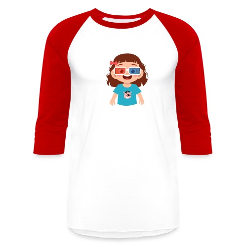 Girl red blue 3D glasses doing Vision Therapy - Unisex Baseball T-Shirt
