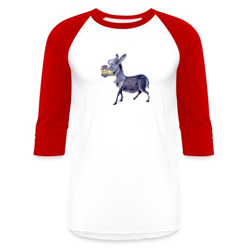 Funny Keep Smiling Donkey - Unisex Baseball T-Shirt