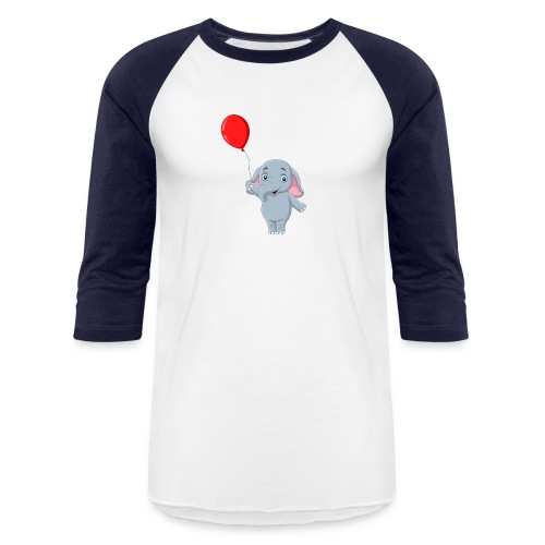 Baby Elephant Holding A Balloon - Unisex Baseball T-Shirt