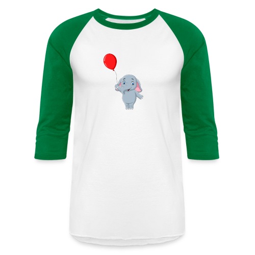 Baby Elephant Holding A Balloon - Unisex Baseball T-Shirt