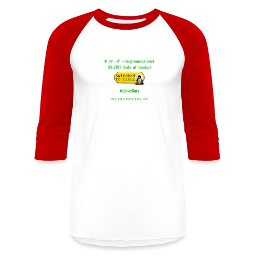 rm Linux Code of Conduct - Unisex Baseball T-Shirt