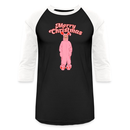 Deranged Pink Bunny Costume Merry Christmas - Unisex Baseball T-Shirt