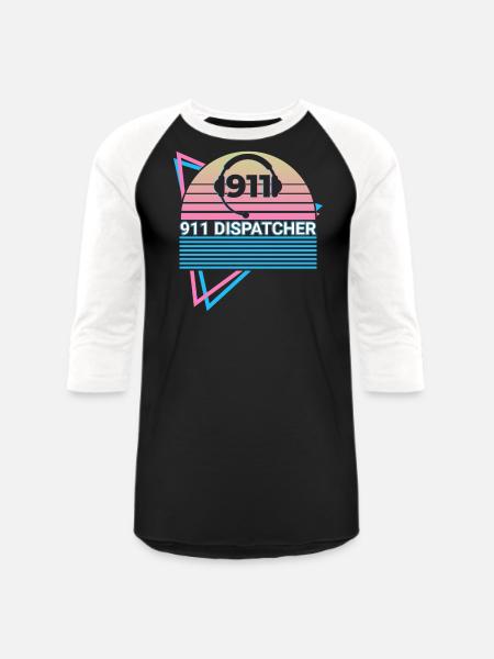 911 Dispatcher Retro - Unisex Baseball T-Shirt - black/white