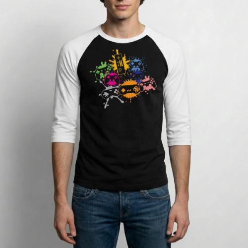 Colorful Controller Splash Art - Unisex Baseball T-Shirt