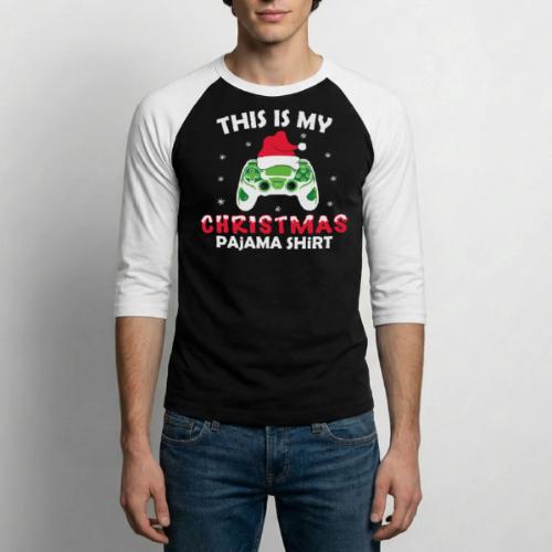 Christmas Gamer Pajama - Unisex Baseball T-Shirt