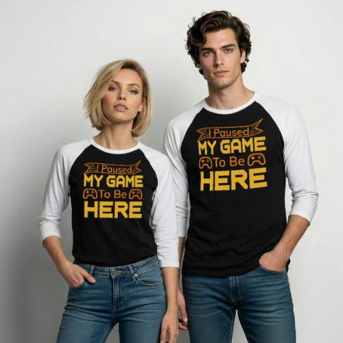 I Paused My Game To Be Here - Unisex Baseball T-Shirt
