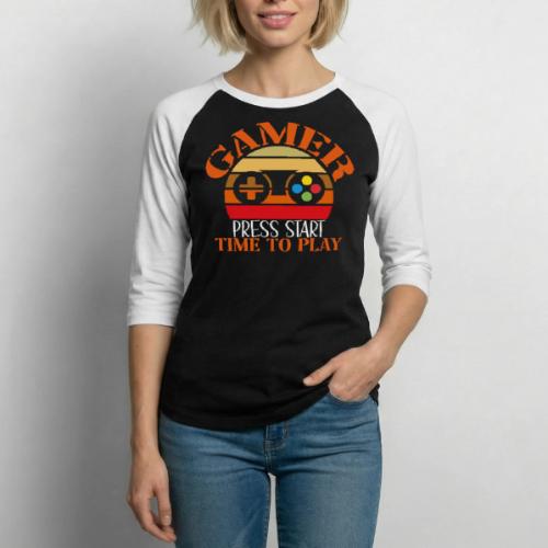 Gamer: Press Start, Time to Play! - Unisex Baseball T-Shirt
