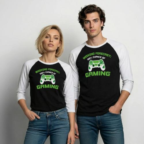 Weekend Forecast: 100% Gaming! - Unisex Baseball T-Shirt