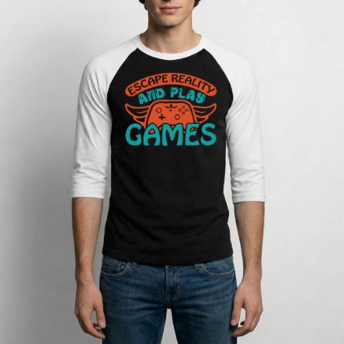 Escape Reality, Play Games - Unisex Baseball T-Shirt