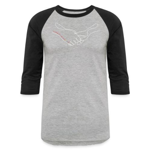 Reaching Out With Love (white outlines) - Unisex Baseball T-Shirt